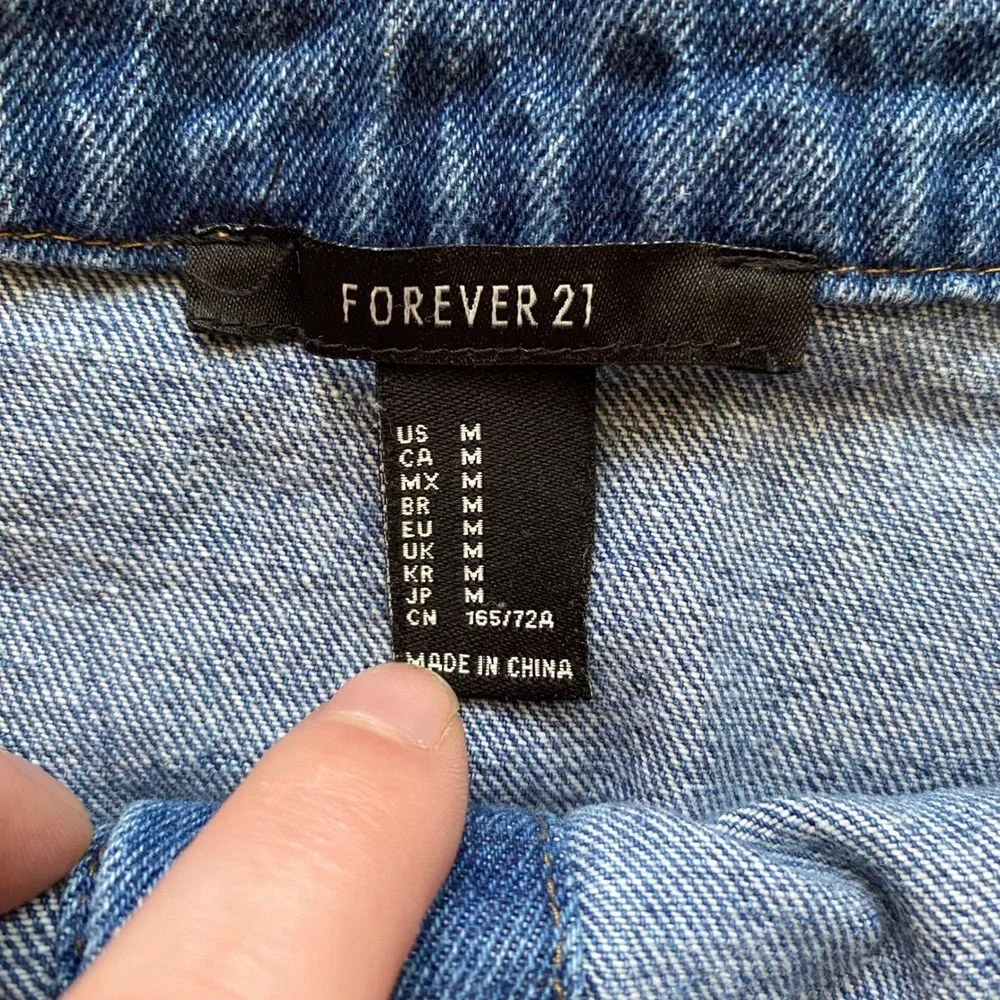 Forever 21 Denim Mini Skirt‎ Womens Medium Blue Button Front Festival 90's Y2K